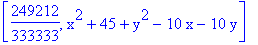 [249212/333333, x^2+45+y^2-10*x-10*y]